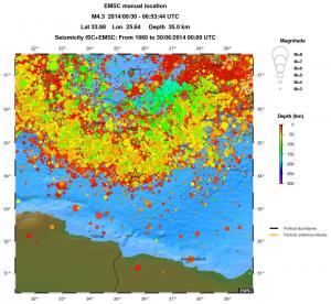 regional depth historical seismicity