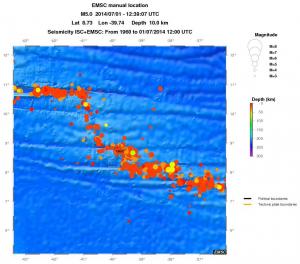 regional depth historical seismicity