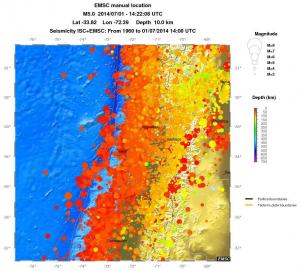 regional depth historical seismicity