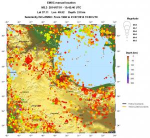regional depth historical seismicity
