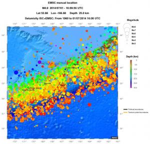 regional depth historical seismicity