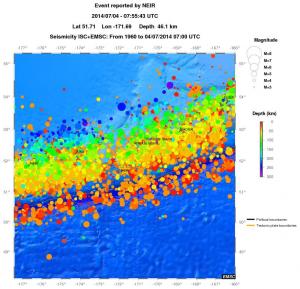regional depth historical seismicity