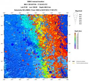regional depth historical seismicity