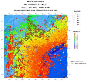 regional depth historical seismicity