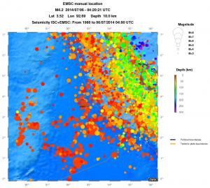 regional depth historical seismicity