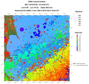 regional depth historical seismicity