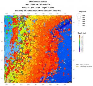 regional depth historical seismicity