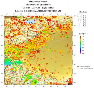 regional depth historical seismicity