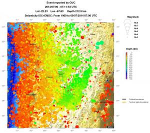 regional depth historical seismicity
