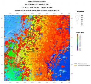 regional depth historical seismicity