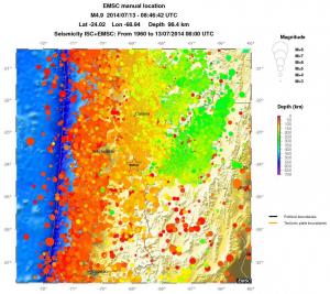 regional depth historical seismicity