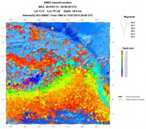 regional depth historical seismicity