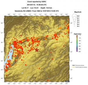 regional depth historical seismicity