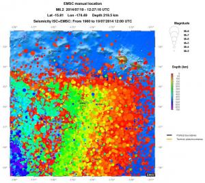 regional depth historical seismicity