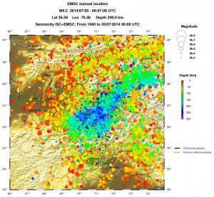 regional depth historical seismicity