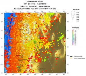 regional depth historical seismicity