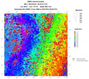 regional depth historical seismicity
