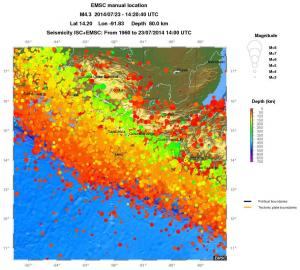 regional depth historical seismicity