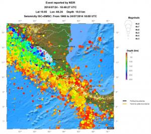 regional depth historical seismicity