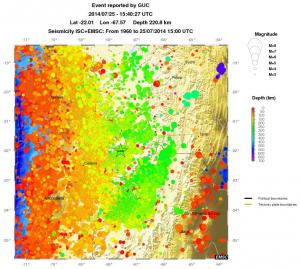 regional depth historical seismicity