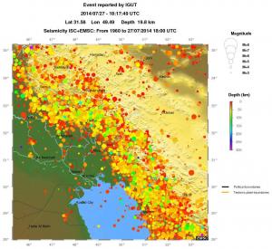 regional depth historical seismicity
