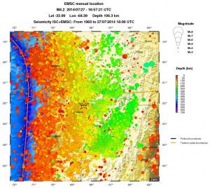 regional depth historical seismicity