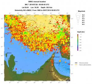 regional depth historical seismicity