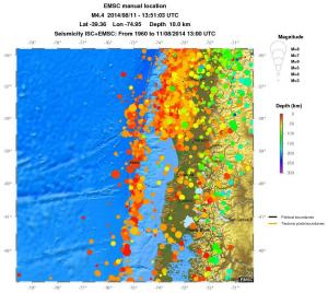 regional depth historical seismicity