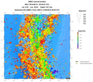 regional depth historical seismicity