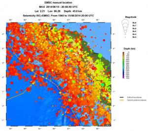 regional depth historical seismicity