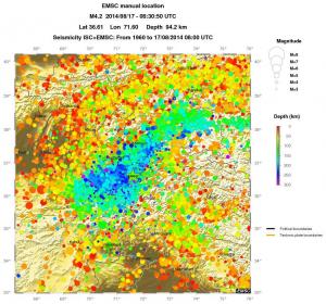 regional depth historical seismicity