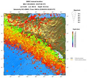 regional depth historical seismicity