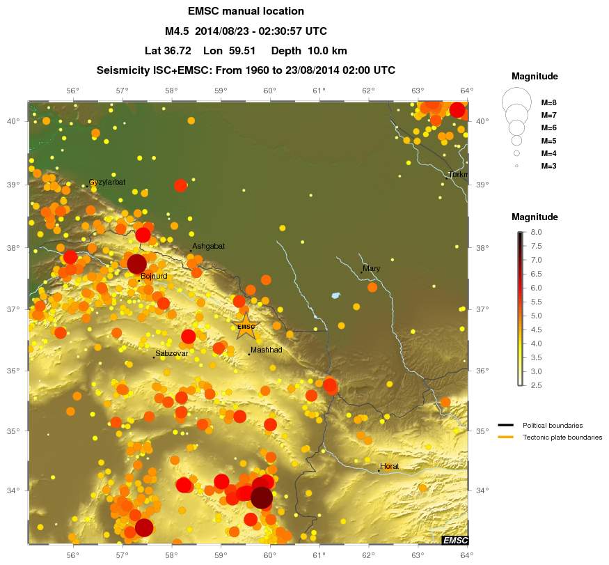 regional magnitude historical seismicity