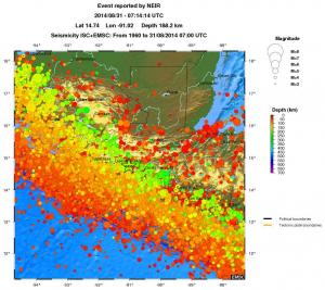 regional depth historical seismicity