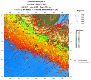regional depth historical seismicity