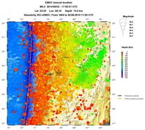 regional depth historical seismicity