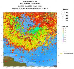 regional depth historical seismicity