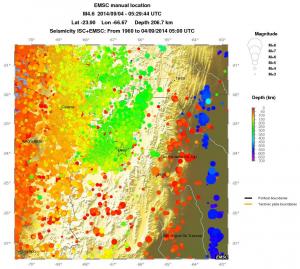 regional depth historical seismicity