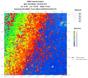 regional depth historical seismicity