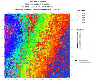 regional depth historical seismicity
