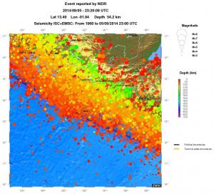 regional depth historical seismicity