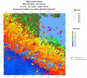 regional depth historical seismicity