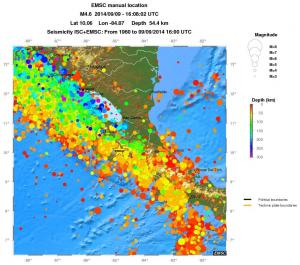 regional depth historical seismicity