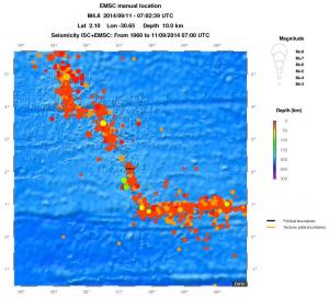 regional depth historical seismicity