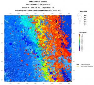 regional depth historical seismicity