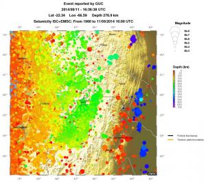 regional depth historical seismicity