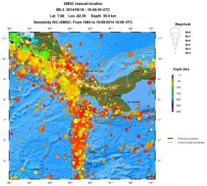 regional depth historical seismicity