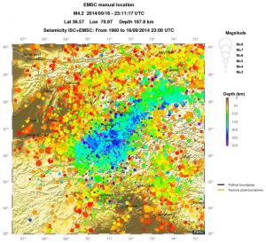 regional depth historical seismicity