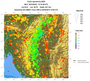 regional depth historical seismicity