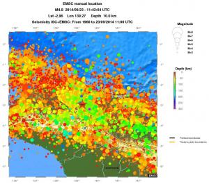 regional depth historical seismicity